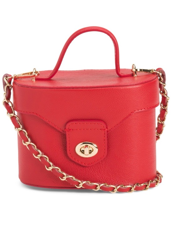 Viola Castellani Handbags - New Viola Castellani Red Leather Top-Handle Crossbody Bag with Gold Chain
